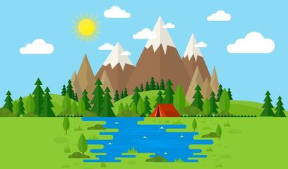 Flat Animation Scene: Download and Production Guide for Suburban Mountain and River Flash Short Material